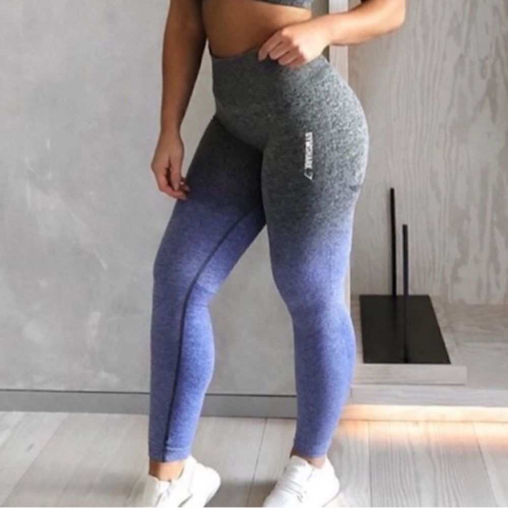 Gymshark‎ seamless ombre high waisted leggings gray blue